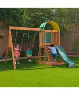Outdoor Playground Swing Set Backyard Wooden Playset Slide Sandbox Clubh... - £367.69 GBP