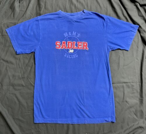 Vintage Y2K Nascar Racing Elliot Sadler 38 Blue T Shirt M&M Sz L - $24.19
