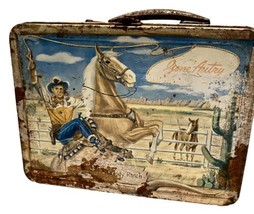 Vintage 1950’s Gene Autry metal lunch box No thermos Very Rusty SEE PHOTOS - $40.00
