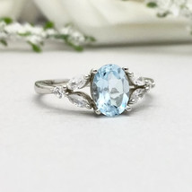 Luxury Women 925 Silver Ring Mystic Aquamarine Wedding Bride Jewelry Gift Ring - £88.24 GBP