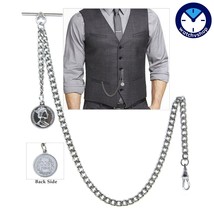 Silver Color Albert Chain Pocket Watch Chain Queen Coin Fob Swivel Clasp AC101N - £14.15 GBP