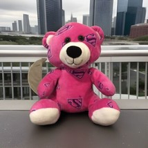 SuperGirl Pink Teddy Bear Six Flags Plush Superman DC Comics Stuffed Animal Toy - $9.49