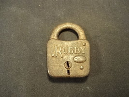 Old Vtg Antique Collectible Rugby Miller PadLock 2 1/4&quot; x 1 1/2 - £39.83 GBP