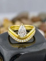 1.25 CT Lab Grown Diamond Pear And Round Cut Engagement Ring in 18K Yell... - $1,441.29