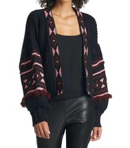 Sachin &amp; Babi landon knit cardigan in BLACK/BURGUNDY/PEONY - size M - $67.32