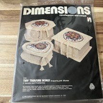 Vintage Dimensions Needlepoint &amp; Crewel Tiny Treasure Boxes 2155 1980 New Sealed - £16.42 GBP