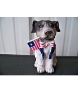 Dog Figure with American Flag Decor 4&quot; &quot;Adorable&quot; - £11.74 GBP