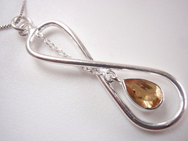 Faceted Citrine Infinity 925 Sterling Silver Necklace Symbolizes Endless Love - £13.66 GBP