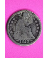 1853 P Seated Liberty Half Dime Exact Silver Coin Shown Low Grade Filler... - $19.99