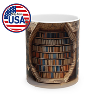 Cozy Library Bookshelf Mug | Ceramic Book Lover Coffee Cup | Reading Gift - $14.93