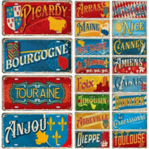 France Province City Tin Sign, French Cities Coat Of Arms Landmark Licen... - £14.39 GBP