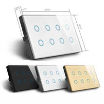 Smart Touch Wall Light Switch 8 Gang - Glass Panel &amp; Voice Control via T... - $34.42