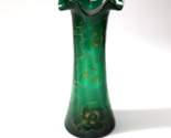 Vintage Art Nouveau 10½” Vase - Hand Blown, Deep Emerald Green &amp; Gold - ... - $41.97
