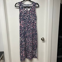 Talbots Womens Sleeveless Bubblegum Maxi Dress Stretch Cotton Size XS Pink Blue - £24.92 GBP