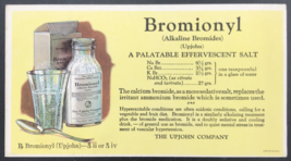 Vintage Bromionyl Alkaline Bromides Upjohn Co Advertising Ink Blotter - $14.89