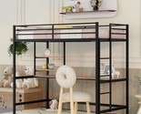Twin Metal Loft Bed with Desk and Shelve,Space Saving Twin Loft Bed,Loft... - $439.99