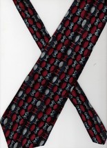 ALDO PONTI Dress Necktie silk Italian geometric maroon gray black 56x4 w... - $12.86