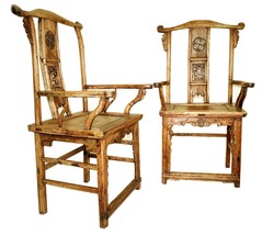 Antique High Back Arm Chairs (5855) (Pair), Cypress, Circa 1800-1849 - £696.98 GBP