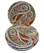 Pottery Barn Zia Plates Paisley Salad Lunch 8&quot; Set Lot 4 RARE Pattern Bo... - $3,719.01 MXN