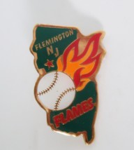 Flemington NJ  Flames Fast Pitch Softball Enamel Over Metal Pin - $4.99