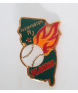 Flemington NJ  Flames Fast Pitch Softball Enamel Over Metal Pin - $6.82 CAD