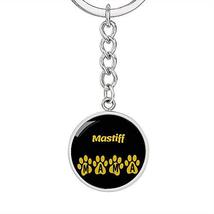 Dog Mom Gift Mastiff Mama Circle Keychain Engraved 18k Gold - £35.78 GBP