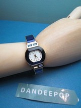 Da Vanci Cuff Hinged Bracelet Watch Quartz Japan Movement W/ Blue Gemstone - £15.79 GBP