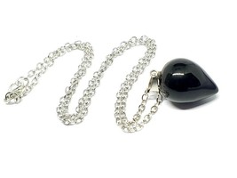 Obsidian Pear Necklace Pendant On Chain Crystal Varied Black Gemstone Jewellery - £5.95 GBP