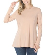 MSRP $25 Zenana Dusty Blush Crewneck Long-Sleeve Flared Top Size Medium NWOT - £8.51 GBP