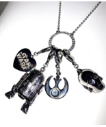 Star Wars R2-D2 C-3PO  Multi Charm Pendant Necklace 30 inch chain - $35.89