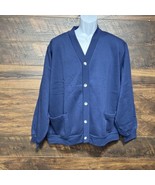 Vtg Sweatshirt Cardigan Button Up Vermont Country Men XL Blue Fleece Gra... - $49.40 CAD