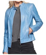 Leather Jacket Women Womens Biker Size Moto Motorcycle Soft Vintage Zip ... - $2,580.42 MXN