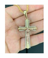 Hombres 1/2CT Imitación Cruz Diamante Jesús Colgante Yellow-Rose Oro Bañ... - $2,447.21 MXN