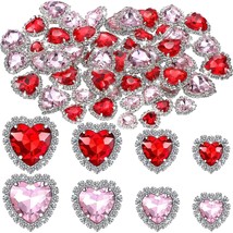 32 Pcs Valentine&#39;S Day Sew On Rhinestone Heart Shape Rhinestones Buttons... - £15.81 GBP