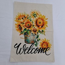 Garden Flag Welcome Sunflower Tin Metal Bucket design decor - £9.35 GBP