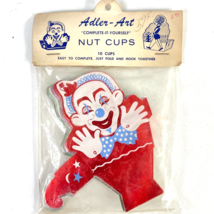 Adler Art Metallic Foil Clown Vtg Nut Cups Party Favors w/Hang Tag Deadstock 50s - £28.06 GBP