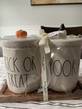 Rae Dunn Halloween Trick Or Treat &amp; Spooky Canister Set Gnome Pumpkin - £28.06 GBP
