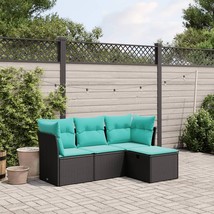 4 Piece Patio Sofa Set with Cushions Black Poly Rattan - $7,533.48 MXN