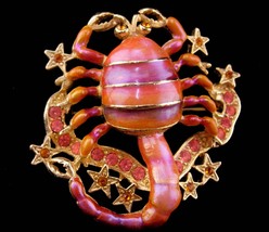 Rare Kirks Folly SCORPION Brooch - Scorpio birthday - horoscope rhinestones sign - £152.71 GBP