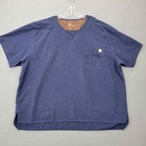 Carhartt Mens Shirt Size 3XL Blue Workwear Short Sleeve V-Neck Pocket Cl... - $9.18