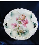 Vintage Porcelain 10 1/2&quot; Plate R S Prussia Roses &amp; Daisies Pierced Handle - $88.25