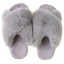 New Fluffy Women Slippers Open Toe Cross Upper Ladies Fuzzy Slides Elegant Indoo - £22.31 GBP