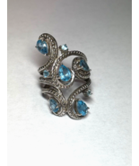 .925 Sterling Silver Blue 8 Stone Ring Size 7 - $73.50