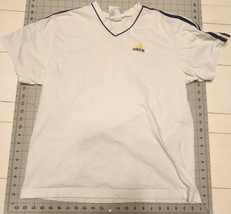 Vintage 90 Adidas Sports Shirt White Blue Striped  - £15.02 GBP