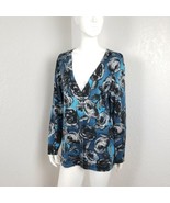 Pendleton Sweater Silk Cashmere Cotton Floral Cardigan Black Blue Grey M... - $46.54