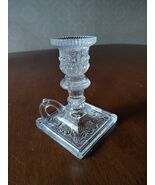 Vintage Viking Clear Glass Candlestick With Finger Loop 5 3/8" Tall - $16.82