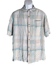 TOMMY BAHAMA Men&#39;s Short Sleeve Button Down Silk Plaid Shirt Large - $9.89