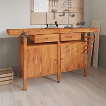 Workbench with Drawers and Vices 162x62x83 cm Solid Wood Acacia - £201.13 GBP