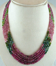 Natural Multi Tourmaline Beads Faceted Round 5 L 289 Ct Shaded Gemstone Necklace - £356.91 GBP