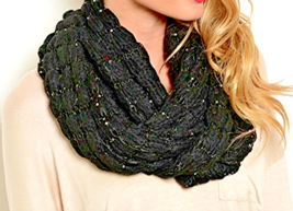 Scarf Infinity 15 in x 60 in Black Sequin Soft Lightweight Many Ways to Wear NWT - £7.82 GBP